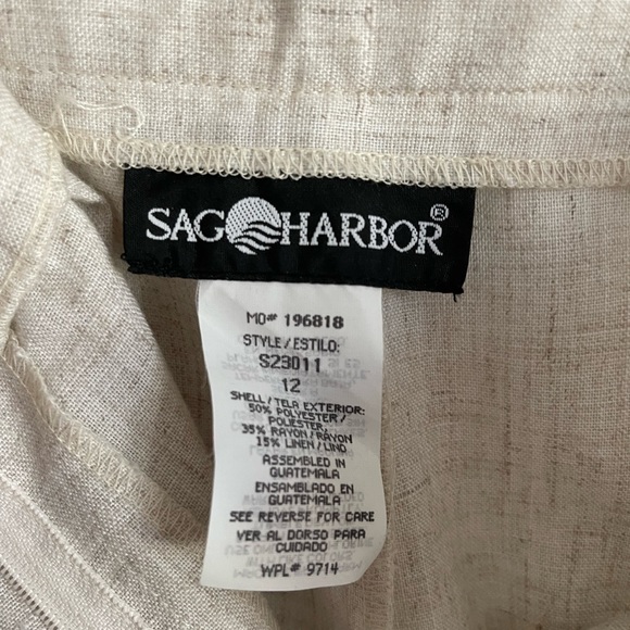 VINTAGE Sag Harbor Cream Linen Blend Trouser Pants, Size 12 Reg, EUC - Picture 4 of 7